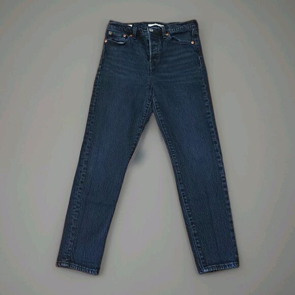 Levi's Denim - Levis Premium Wedgie Straight Jeans Womens 26 Black Gray Denim High Rise 26x26.5